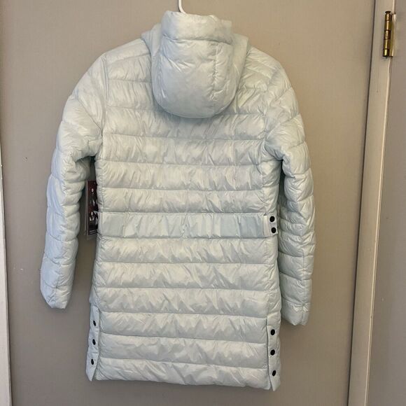 Swiss Tech Baby Blue Puffer Coat Jacket Small 4-6 Womens Packable Mid-Length - Picture 15 of 15